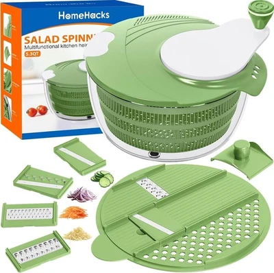 HomeHacks Giratorio de Ensalada Giratorio de Lechuga Grande, Limpiador de Frutas Grande con Doble D Foto 1 de 4