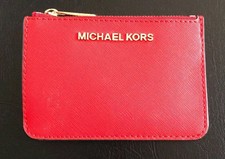 New Michael Kors Jet Set Travel Top Zip coin pouch with ID Leather Dark Sangria