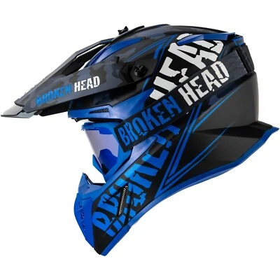 Broken Head Cross Helmet Squadron Rebelution Blue + MX-2 Goggles Blue Mirror - Image 1 of 4