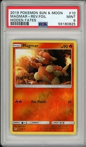2019 Pokemon Sonne & Mond verborgene Schicksale Magmar Rev. Folie #10 PSA 9 - Bild 1 von 2