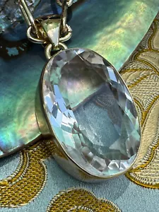 Charles Albert Rose Cut Faceted Quartz Crystal & Alchemia Gold Pendant Necklace - Picture 1 of 24