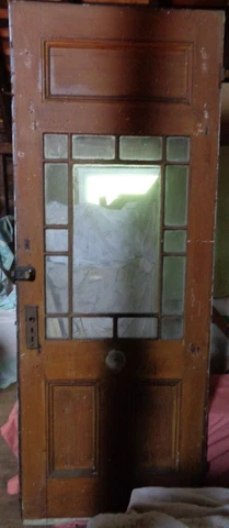 Antique 1860s Glass & Wood Door Architectural  82"(H)x31"x1.25 thick -PICK UP NJ Cover