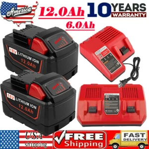 BATTERY FOR MILWAUKEE FOR M18 12.0AH 8.0AH 6.0AH 18V CAPACITY CHARGER 48-11-1850 - Picture 1 of 57