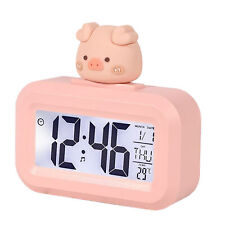 ( Piggy)Cute Electronic Alarm Cartoon LED Screen Electronic Clock Clear