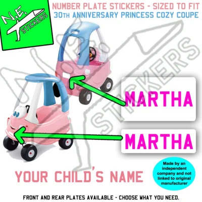 Pegatinas matrícula personalizadas PARA ADAPTARSE Little Tikes acogedor cupé coche PRINCESA Foto 1 de 4