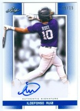 ILDEFONSO RUIZ "BLUE AUTOGRAPH /15" LEAF PERFECT GAME NATIONAL SHOWCASE 2019