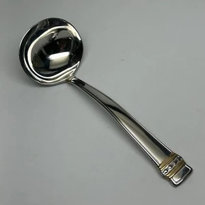 LENOX "HANCOCK GOLD" Stainless SOLID GRAVY LADLE 7-1/8" Glossy, Gold Accent - Picture 1 of 2