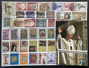 Vatican City Souvenir Sealed Souvenir Package of 38 Stamps + Pope Photo - Picture 1 of 2