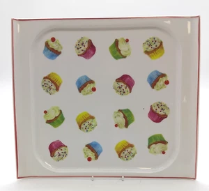 Royal Doulton Loop Curve w/Lip Square Cake Plate/Platter Cupcake Design 13X11¼" - Picture 1 of 13