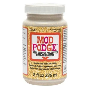 PLAID MOD PODGE MEGA GLITTER 8 OZ Gold 236ml Top Coat Adhesive Finish - Picture 1 of 1