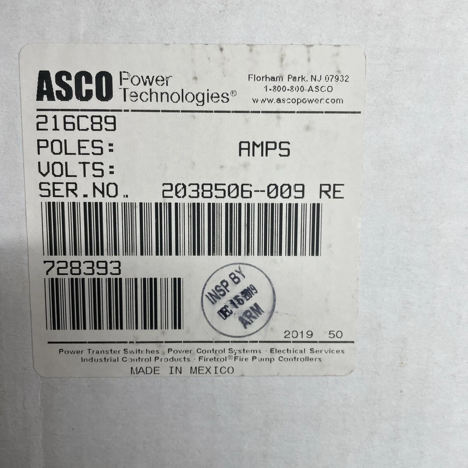 Asco 216C89 New Stainless Cover plate And Switches - Image 1 of 3