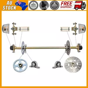 740mm 29.13" Go Kart Rear Axle Kit Wheel Hubs Sprocket Disc Brake For ATV Quad - Foto 1 di 7