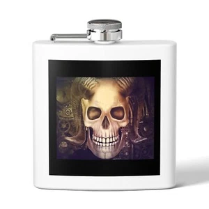 Totenkopf Gesicht Skelett Knochen Flachmann, 6oz Edelstahl Flachmann  - Bild 1 von 5