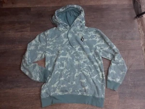 Volcom Felpa con Cappuccio Donna S Blu Tye Dye Acqua Turchese Mimetica hm - Foto 1 di 5