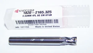 5.50mm (2165") Carbide End Mill 4 Flute Stub Kyocera 1820-2165.325 - Picture 1 of 2