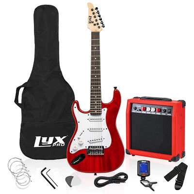 LyxPro Left Handed 36” Electric Guitar & Electric Guitar Accessories, Red - Image 1 of 4