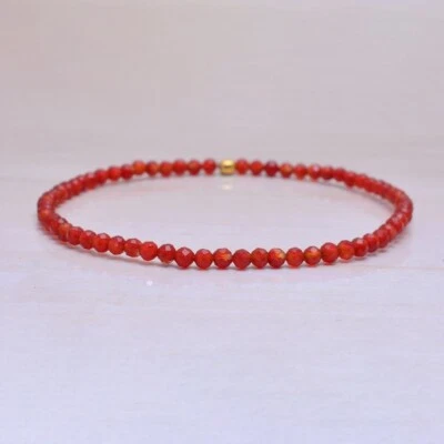 Pulsera de piedras preciosas redondas facetadas cornalina naranja natural 6-8" regalo para ella Foto 1 de 4