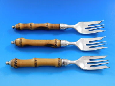 Juego de 3 tenedores de ensalada de plata esterlina Tahiti by Buccellati bambú vintage 7" Foto 1 de 4