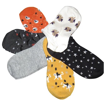Old Navy女式万圣节猫蝙蝠头骨印花船袜6对装 — 第 1/4 张图片
