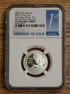 2022 S American Women Anna May Wong Silver Proof Quarter NGC PF70 FDOI - Picture 1 of 6