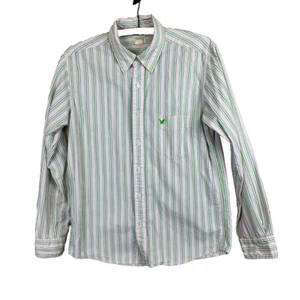 AMERICAN EAGLE OUTFITTERS Shirt Womens Size S Pinkish/Green/Blue  Stripes Cotton - Picture 1 of 10