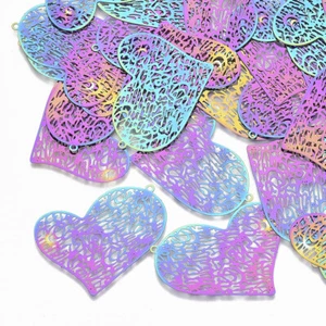 50pcs Multi-color 201 Stainless Steel Filigree Pendants Dangle Charms 35~98.5mm - Picture 1 of 61