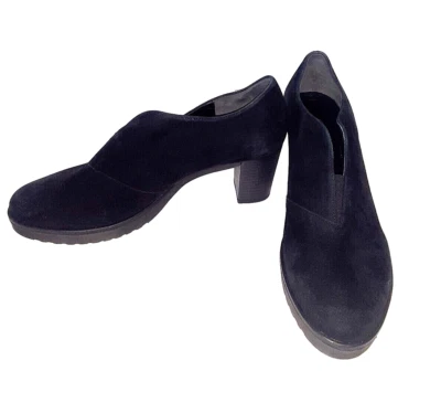Damas Talla 7 Gabor Negro Gamuza Top Dividido Shootie Tacón Cuadrado Nuevo Sin Caja Foto 1 de 4