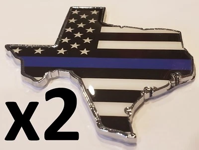 DOS-3.5" DELGADA LÍNEA AZUL BANDERA AMERICANA ESTADO DE TEXAS Edición Emblema Camión Pegatina Foto 1 de 4