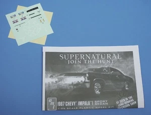 AMT 1967 Chevy Impala ""Supernatural"" Aufkleber und Anleitung Maßstab 1/25 - Bild 1 von 4