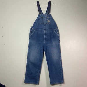 Mono con tirantes de mezclilla Carhartt para hombre talla 44x29 ropa de trabajo de carpintero azul jean vintage - Imagen 1 de 23
