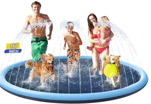 97" Extra Large Splash Pad for Kids and Dogs, 8 ft. Giant Non-Slip Thick - Picture 1 of 3