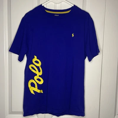 Polo Ralph Lauren Blue Tee Boys XL 18/20 Yellow Logo Pony Tshirt 100% Cotton - Image 1 of 4