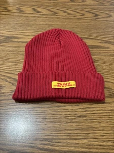 Vintage DHL Beanie Mütze Erwachsene OSFM Rot Baumwolle Acryl - Bild 1 von 2