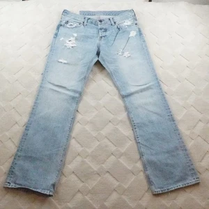 Abercrombie & Fitch The A&F Boot Cut Jean Mens 33x32 Distressed Light Wash - Picture 1 of 13