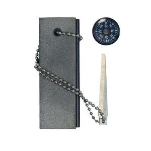 Flint Magnesium Keychain Fire Starter Block Compass Emergency Survival Camp Gear - Picture 1 of 5