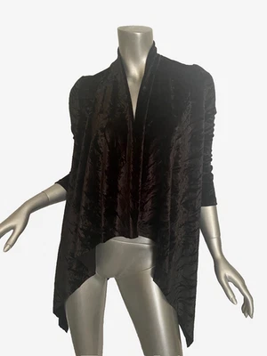 Women's ALICE + OLIVIA  Black Crushed Velvet Open-Front Jacket Size XS - Image 1 of 4