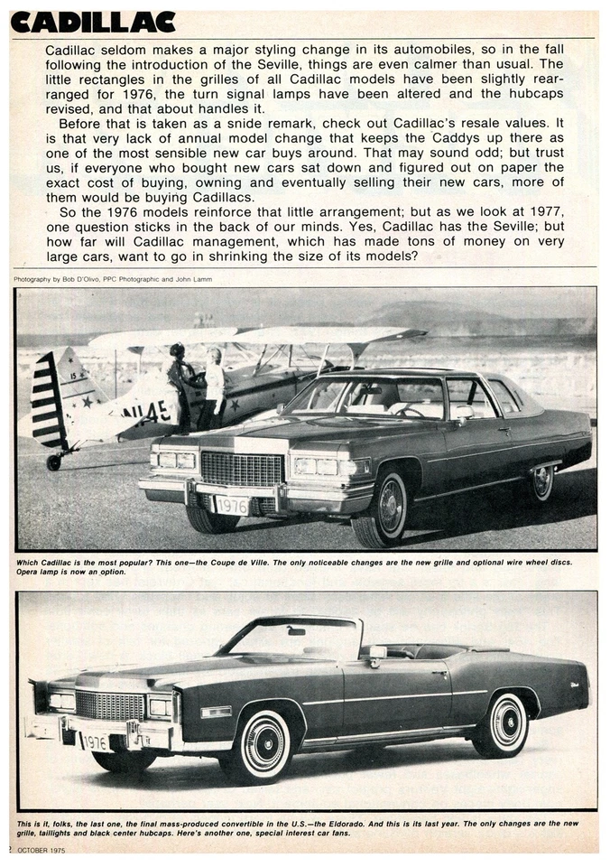 Cadillac 1976 artículo de introducción - Eldorado Deville  Foto 1 de 1