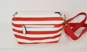 New Directions Women's Purse - Red and White Stripes J020 - Picture 1 of 9