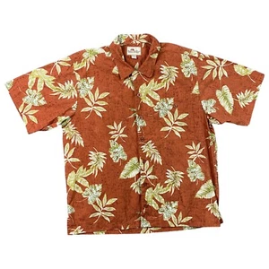 Vintage Busch Gardens Hawaiian Shirt Mens Large Orange Floral Tropical Weekender - Picture 1 of 8