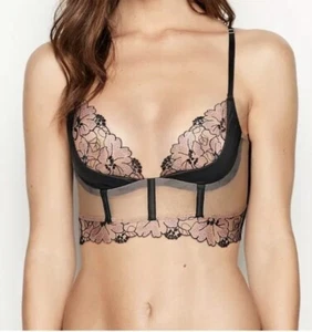 Victoria’s Secret Longline-BH sehr sexy leicht gefüttert Viertelschalen Größe 32C - Bild 1 von 11