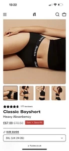 FLUXIES PERIOD PANTS HEAVY FLOW BOYSHORTS PANTS  3XL 24/26 Uk Bnwt - Picture 1 of 7