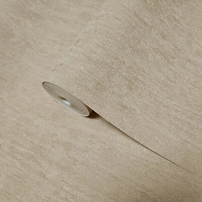 Embossed ash Tan plain faux concrete plaster textured contemporary wallpaper 3D - Image 1 of 4