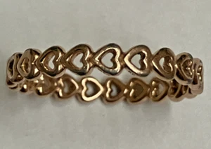 Pandora Moments 14k Rose Gold-Plated Band of Hearts Ring 180177 USED Condition - Picture 1 of 13