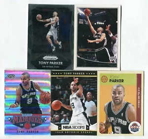 Lotto 5 carte basket Tony Parker SAN ANTONIO SPURS HORNETS (LOTTO 23) - Foto 1 di 1