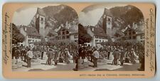 Market Day at Unterseen Interlaken Switzerland Vintage Stereoview Photo 1901