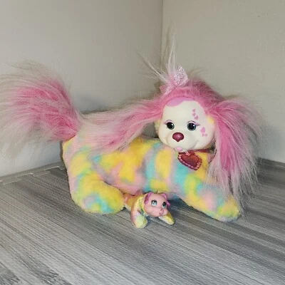 Puppy Surprise Pastel Rainbow & Pink Mommy with 1 Puppy 11" Plush Hearts  - Image 1 of 4