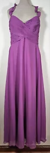 Allure Bridals Bridesmaids Dress Size 10 Chiffon Lined Evening Prom Gown Purple - Picture 1 of 9