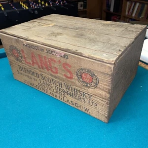 Vintage Lang’s Scotch Whiskey Wood Wooden Box Crate - Picture 1 of 7