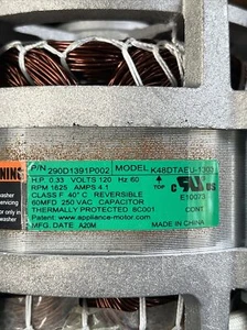 GE 290D1391P002 Washer Drive Motor .33HP 120V 60Hz 1625RPM 4.1A WH03X29559 - Picture 1 of 3