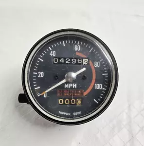 Vtg Speedometer Honda Nippon Seiki Motorcycle 1970's Black Red Background 0-110 - Bild 1 von 13